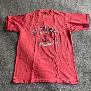 US Vintage St Thomas USVI Nautical‎ Graphic T-Shirt Mens Medium Faded Red Cotton